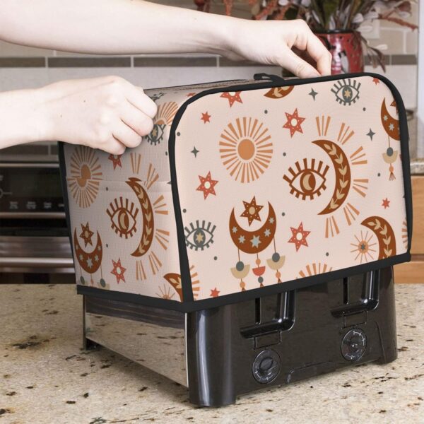 2 Slice Toaster Cover with Pocket Appliance Cover Toaster Dust And Fingerprint, Washable Kitchen Accessories, Psychedelic Sun Moon Stars - Image 7