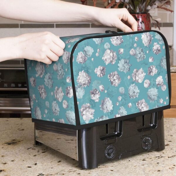 Toaster Covers Kitchen Accessories Decor, 2 Slice Toaster Bread Maker Oven Protector Covers, Dust Proof Fingerprint Covers Flourishing Flowers Floral Daisy Blue - Image 7