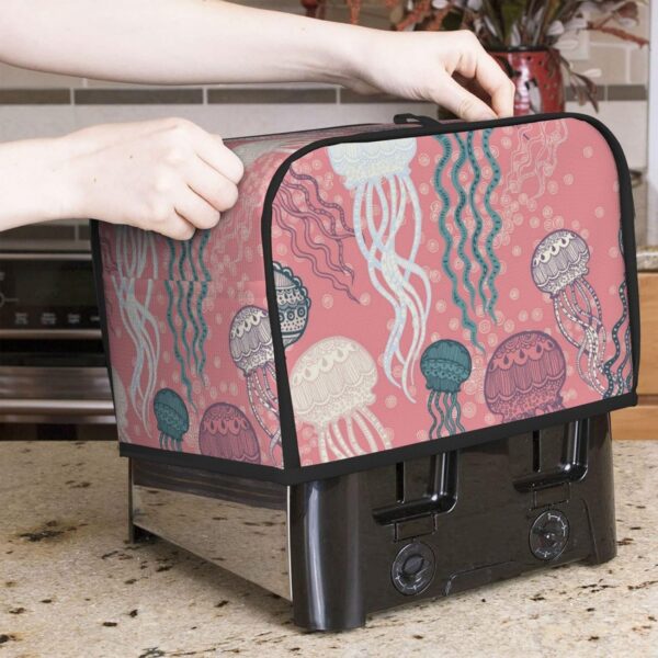 Toaster Covers Kitchen Accessories Decor, 2 Slice Toaster Bread Maker Oven Protector Covers, Dust Proof Fingerprint Covers Jellyfish Ethnic Art - Image 7