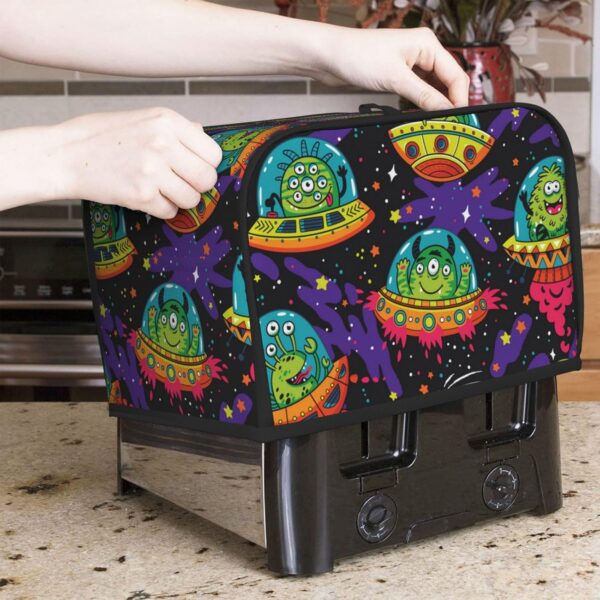 Toaster Covers Kitchen Accessories Decor, 2 Slice Toaster Bread Maker Oven Protector Covers, Dust Proof Fingerprint Covers Cool Universe Cartoon Alien - Image 7