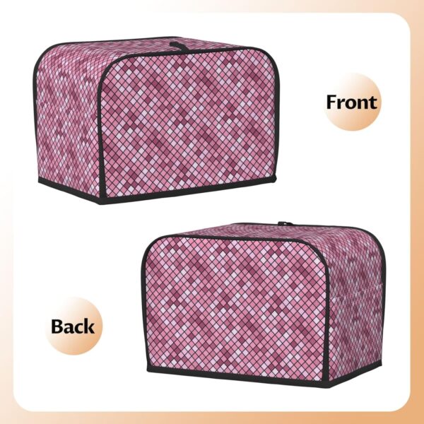 Toaster Covers Kitchen Accessories Decor, 2 Slice Toaster Bread Maker Oven Protector Covers, Dust Proof Fingerprint Covers Pink Gradient Diamond Plaid - Image 3