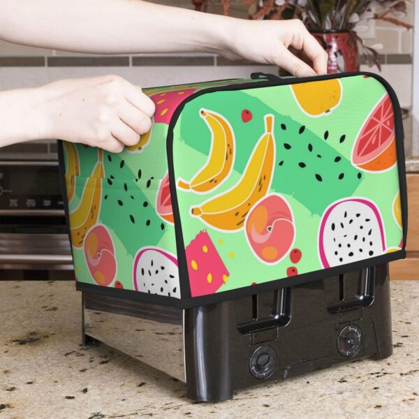 Toaster Covers Kitchen Accessories Decor, 2 Slice Toaster Bread Maker Oven Protector Covers, Dust Proof Fingerprint Covers Fruit Print Fruits Summer Peach Banana - Image 7