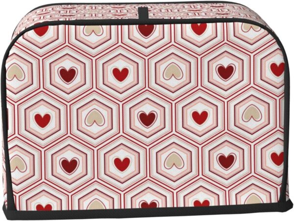 2 Slice Toaster Cover with Pocket Appliance Cover Toaster Dust And Fingerprint, Washable Kitchen Accessories, Love Hearts Pattern - Image 2