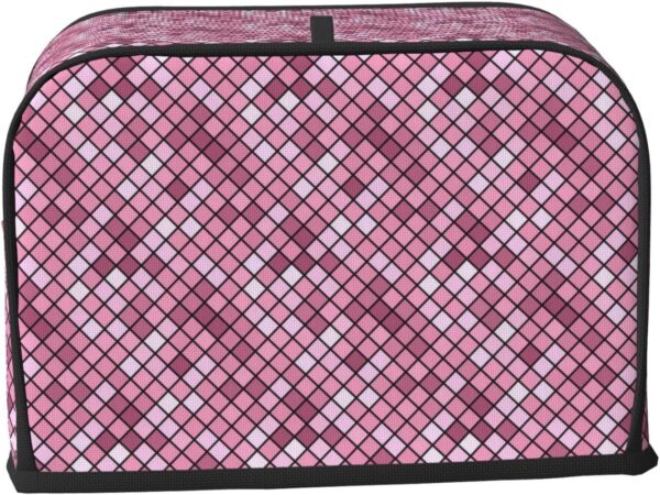 Toaster Covers Kitchen Accessories Decor, 2 Slice Toaster Bread Maker Oven Protector Covers, Dust Proof Fingerprint Covers Pink Gradient Diamond Plaid - Image 2