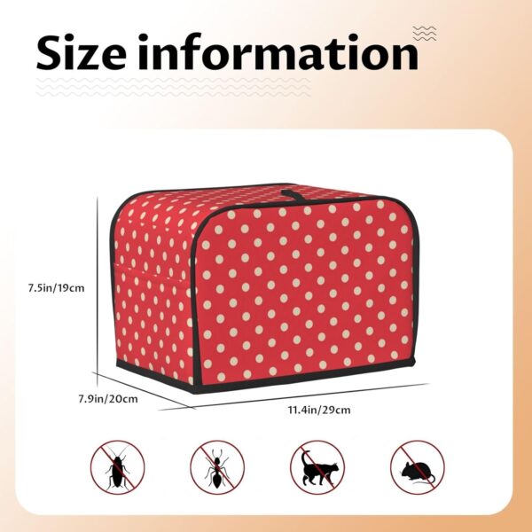 2 Slice Toaster Covers Dust Protection Bread Maker Covers Toaster Cover Kitchen Accessories Washable Appliance Cover Polka Dots Orange Red - Image 5