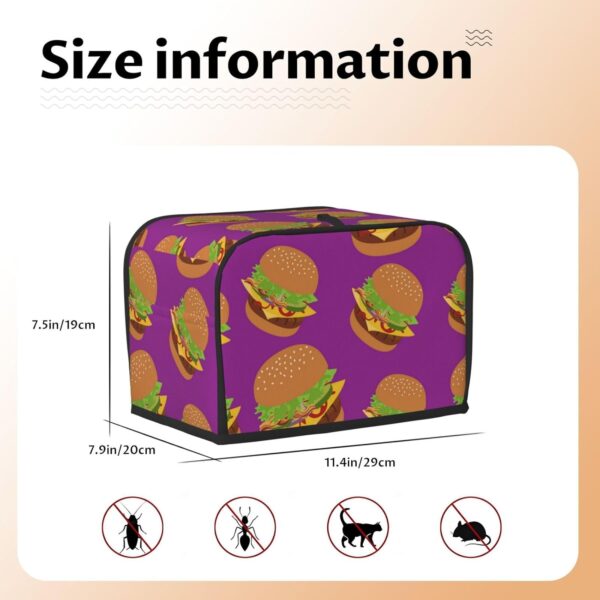 Toaster Covers Kitchen Accessories Decor, 2 Slice Toaster Bread Maker Oven Protector Covers, Dust Proof Fingerprint Covers Hamburger Junk Food - Image 5