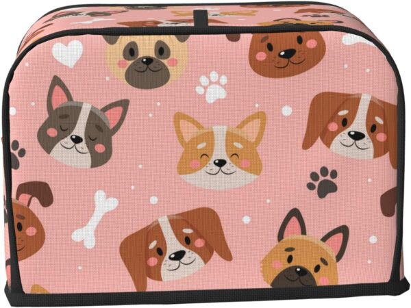 2 Slice Toaster Cover with Pocket Appliance Cover Toaster Dust And Fingerprint, Washable Kitchen Accessories, Cute Pets With Different Dogs - Image 2