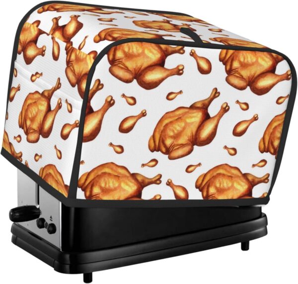 2 Slice Toaster Cover with Pocket Appliance Cover Toaster Dust And Fingerprint, Washable Kitchen Accessories, Fried Chicken Watercolor Painting Pattern