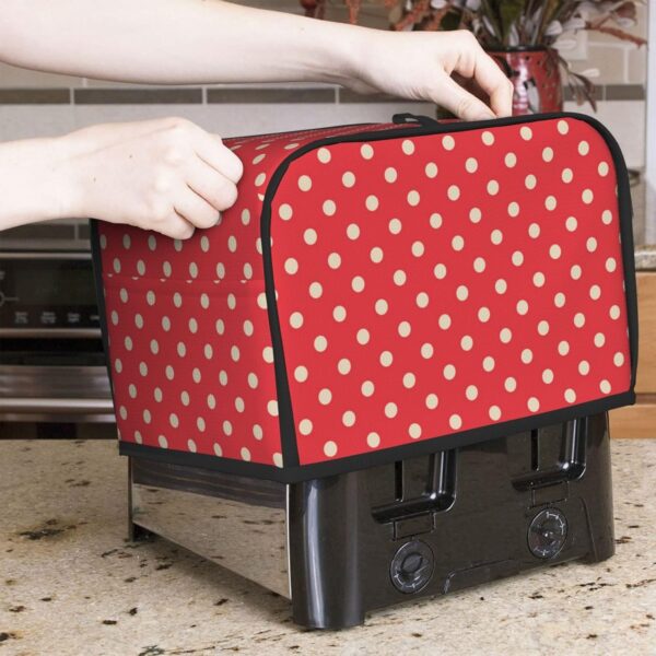 2 Slice Toaster Covers Dust Protection Bread Maker Covers Toaster Cover Kitchen Accessories Washable Appliance Cover Polka Dots Orange Red - Image 7