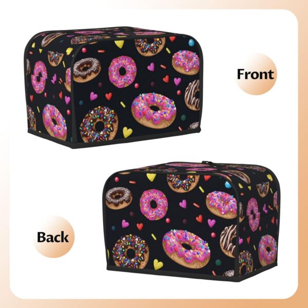 Toaster Covers Kitchen Accessories Decor, 2 Slice Toaster Bread Maker Oven Protector Covers, Dust Proof Fingerprint Covers Donuts Black - Image 3