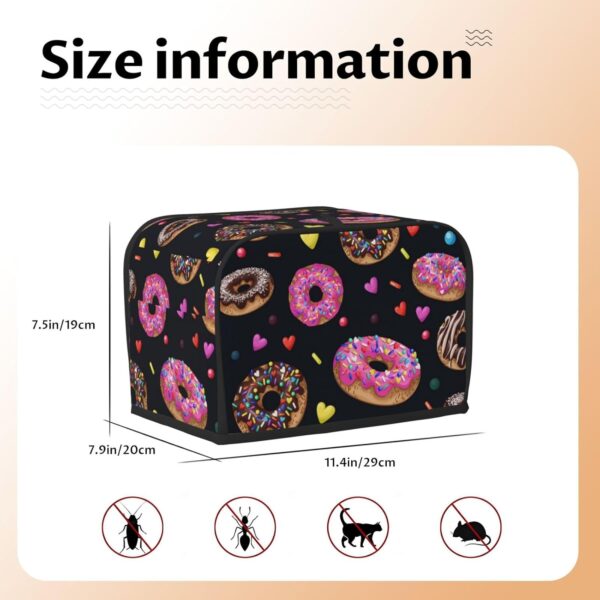 Toaster Covers Kitchen Accessories Decor, 2 Slice Toaster Bread Maker Oven Protector Covers, Dust Proof Fingerprint Covers Donuts Black - Image 5