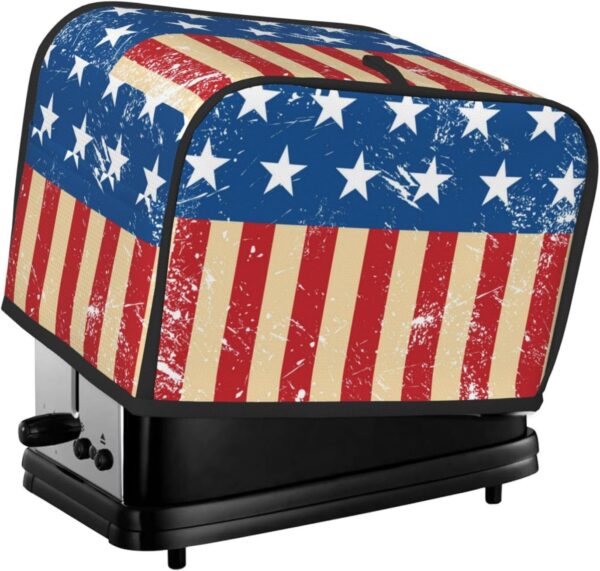 Toaster Dust Cover 2 Slice, Bread Maker Cover Toasters Covers Washable Stain Resistant Kitchen Small Appliance Cover Usa Retro Flag American Flag