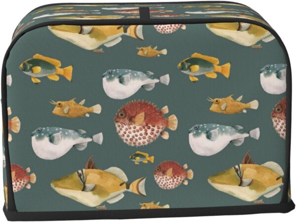 2 Slice Toaster Covers Dust Protection Bread Maker Covers Toaster Cover Kitchen Accessories Washable Appliance Cover Various Fish - Image 2