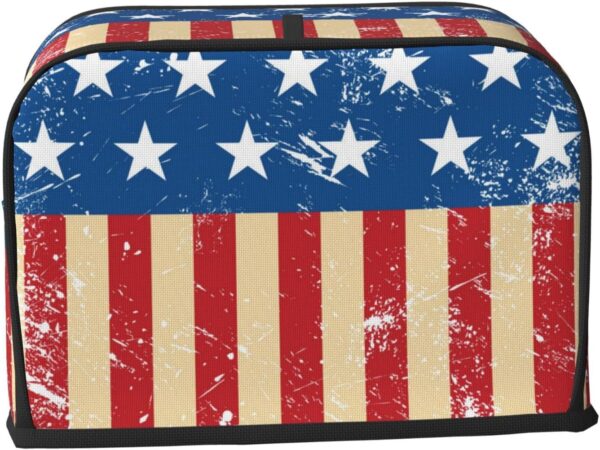 Toaster Dust Cover 2 Slice, Bread Maker Cover Toasters Covers Washable Stain Resistant Kitchen Small Appliance Cover Usa Retro Flag American Flag - Image 2