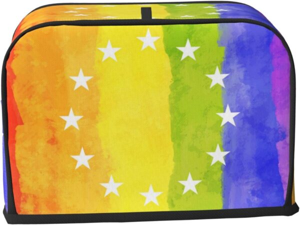 Toaster Covers Kitchen Accessories Decor, 2 Slice Toaster Bread Maker Oven Protector Covers, Dust Proof Fingerprint Covers European Flag Pride Lgbt Flag - Image 2