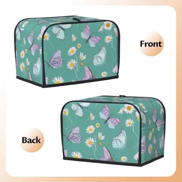 2 Slice Toaster Cover with Pocket Appliance Cover Toaster Dust And Fingerprint, Washable Kitchen Accessories, Daisy Flowers Butterflies Mint Green - Image 3