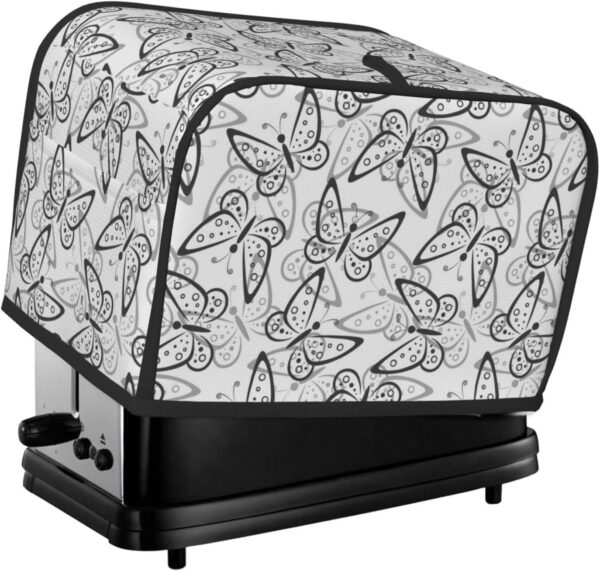 2 Slice Toaster Covers Dust Protection Bread Maker Covers Toaster Cover Kitchen Accessories Washable Appliance Cover Butterflies Black And White