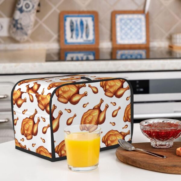 2 Slice Toaster Cover with Pocket Appliance Cover Toaster Dust And Fingerprint, Washable Kitchen Accessories, Fried Chicken Watercolor Painting Pattern - Image 6