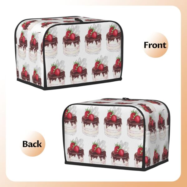 2 Slice Toaster Covers Dust Protection Bread Maker Covers Toaster Cover Kitchen Accessories Washable Appliance Cover Watercolor Strawberry Cake - Image 3