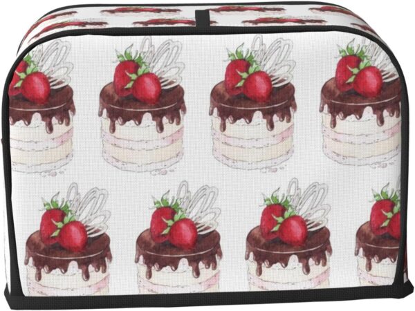 2 Slice Toaster Covers Dust Protection Bread Maker Covers Toaster Cover Kitchen Accessories Washable Appliance Cover Watercolor Strawberry Cake - Image 2