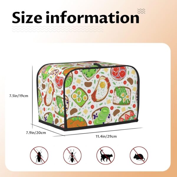 2 Slice Toaster Covers Dust Protection Bread Maker Covers Toaster Cover Kitchen Accessories Washable Appliance Cover Sandwich Pattern Breakfast Snacks - Image 5