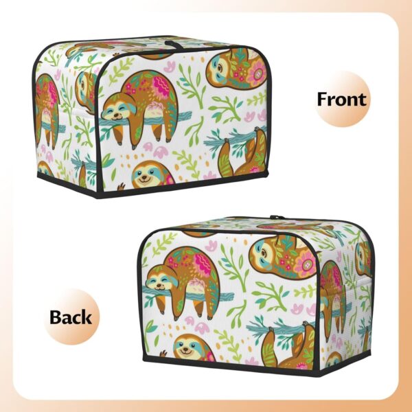 Toaster Covers Kitchen Accessories Decor, 2 Slice Toaster Bread Maker Oven Protector Covers, Dust Proof Fingerprint Covers Sloth Bear Animal In Floral Ornament - Image 3