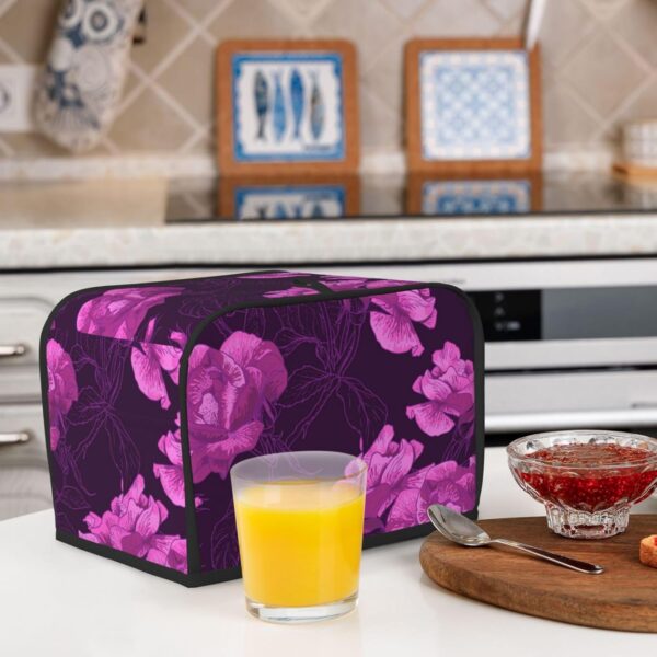 2 Slice Toaster Cover with Pocket Appliance Cover Toaster Dust And Fingerprint, Washable Kitchen Accessories, Spring Season Flowers Floral Roses Purple - Image 6