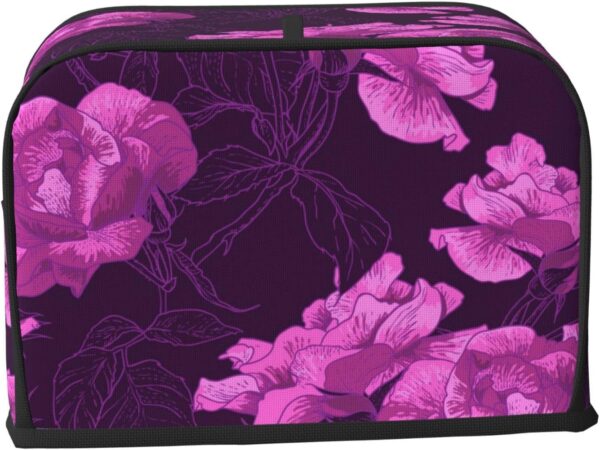 2 Slice Toaster Cover with Pocket Appliance Cover Toaster Dust And Fingerprint, Washable Kitchen Accessories, Spring Season Flowers Floral Roses Purple - Image 2