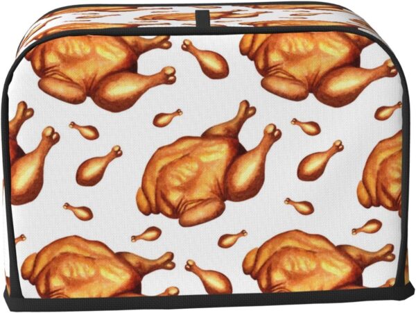 2 Slice Toaster Cover with Pocket Appliance Cover Toaster Dust And Fingerprint, Washable Kitchen Accessories, Fried Chicken Watercolor Painting Pattern - Image 2