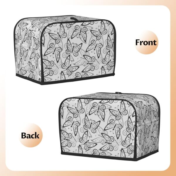 2 Slice Toaster Covers Dust Protection Bread Maker Covers Toaster Cover Kitchen Accessories Washable Appliance Cover Butterflies Black And White - Image 3