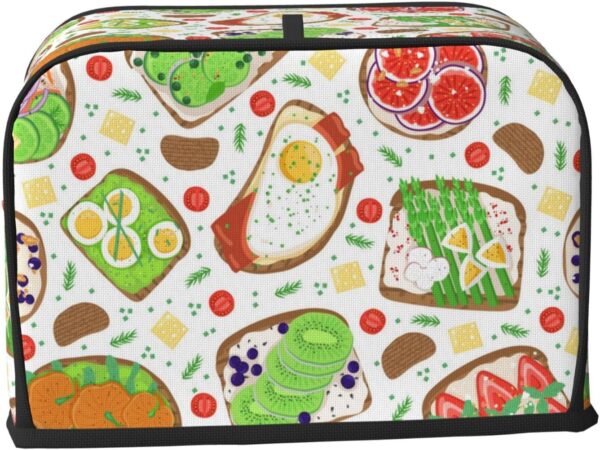 2 Slice Toaster Covers Dust Protection Bread Maker Covers Toaster Cover Kitchen Accessories Washable Appliance Cover Sandwich Pattern Breakfast Snacks - Image 2