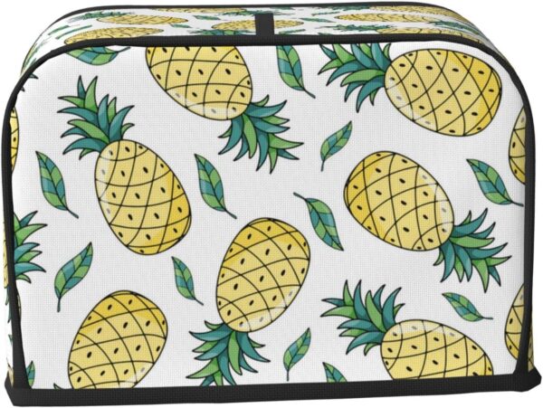 Toaster Covers Kitchen Accessories Decor, 2 Slice Toaster Bread Maker Oven Protector Covers, Dust Proof Fingerprint Covers Tropical Summer Pineapple Print - Image 2