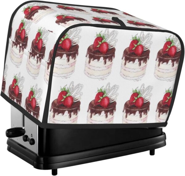 2 Slice Toaster Covers Dust Protection Bread Maker Covers Toaster Cover Kitchen Accessories Washable Appliance Cover Watercolor Strawberry Cake