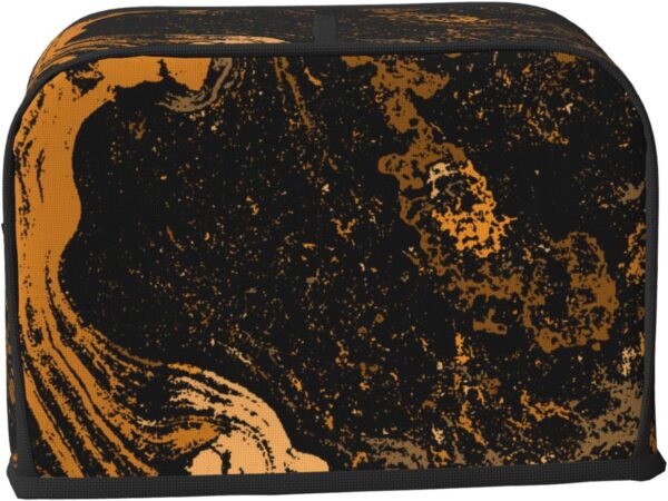 Toaster Covers Kitchen Accessories Decor, 2 Slice Toaster Bread Maker Oven Protector Covers, Dust Proof Fingerprint Covers Black And Gold Marble Texture - Image 2