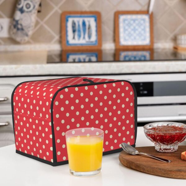 2 Slice Toaster Covers Dust Protection Bread Maker Covers Toaster Cover Kitchen Accessories Washable Appliance Cover Polka Dots Orange Red - Image 6