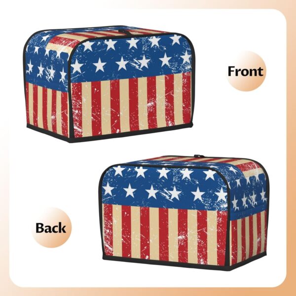 Toaster Dust Cover 2 Slice, Bread Maker Cover Toasters Covers Washable Stain Resistant Kitchen Small Appliance Cover Usa Retro Flag American Flag - Image 3