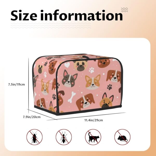 2 Slice Toaster Cover with Pocket Appliance Cover Toaster Dust And Fingerprint, Washable Kitchen Accessories, Cute Pets With Different Dogs - Image 5