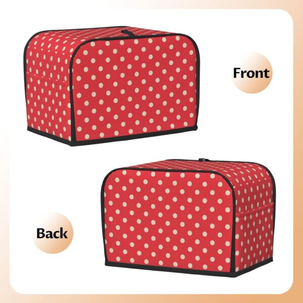 2 Slice Toaster Covers Dust Protection Bread Maker Covers Toaster Cover Kitchen Accessories Washable Appliance Cover Polka Dots Orange Red - Image 3