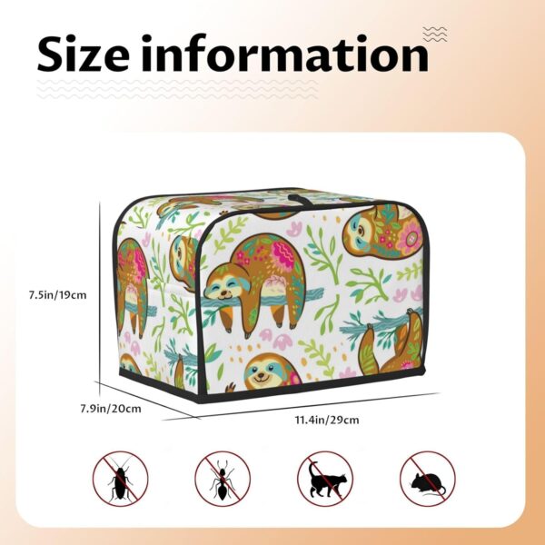 Toaster Covers Kitchen Accessories Decor, 2 Slice Toaster Bread Maker Oven Protector Covers, Dust Proof Fingerprint Covers Sloth Bear Animal In Floral Ornament - Image 5