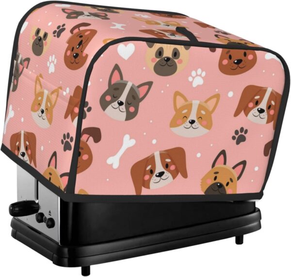 2 Slice Toaster Cover with Pocket Appliance Cover Toaster Dust And Fingerprint, Washable Kitchen Accessories, Cute Pets With Different Dogs