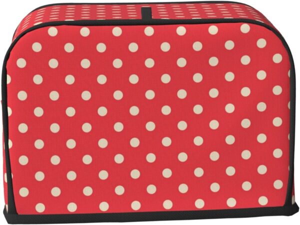 2 Slice Toaster Covers Dust Protection Bread Maker Covers Toaster Cover Kitchen Accessories Washable Appliance Cover Polka Dots Orange Red - Image 2