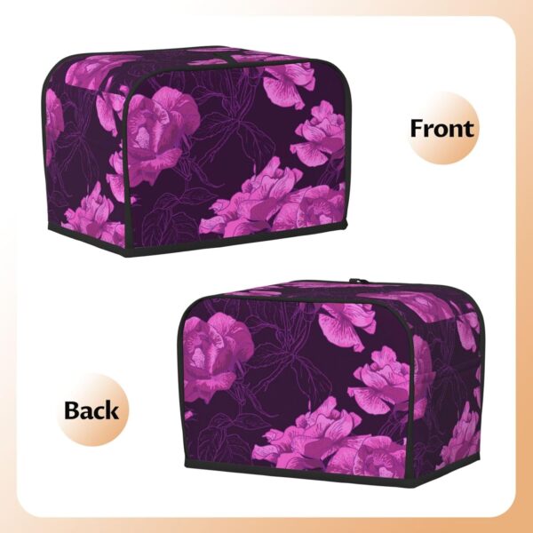 2 Slice Toaster Cover with Pocket Appliance Cover Toaster Dust And Fingerprint, Washable Kitchen Accessories, Spring Season Flowers Floral Roses Purple - Image 3