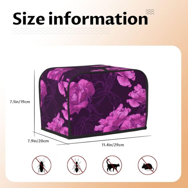 2 Slice Toaster Cover with Pocket Appliance Cover Toaster Dust And Fingerprint, Washable Kitchen Accessories, Spring Season Flowers Floral Roses Purple - Image 5