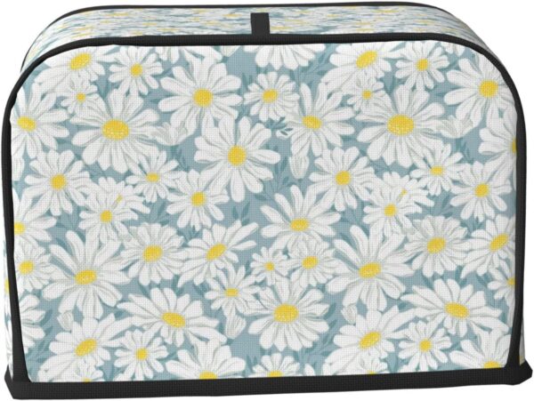 2 Slice Toaster Covers Dust Protection Bread Maker Covers Toaster Cover Kitchen Accessories Washable Appliance Cover Chrysanthemum Flower Floral Daisy White - Image 2