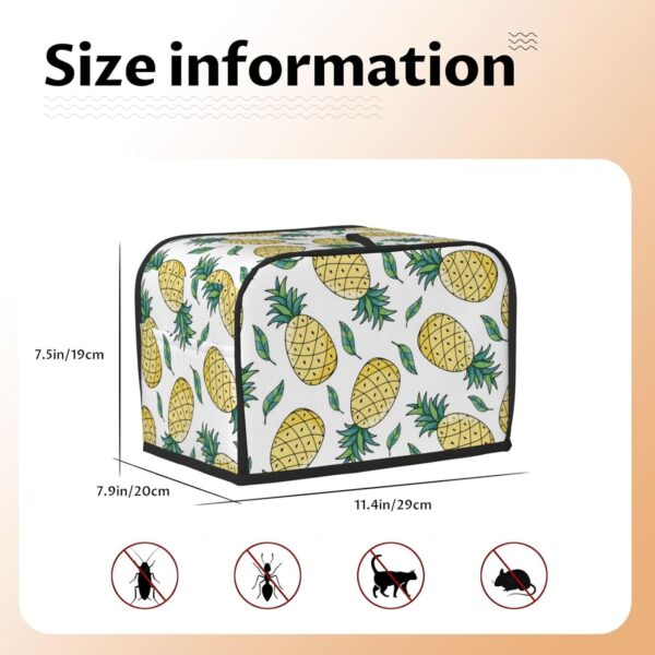 Toaster Covers Kitchen Accessories Decor, 2 Slice Toaster Bread Maker Oven Protector Covers, Dust Proof Fingerprint Covers Tropical Summer Pineapple Print - Image 5