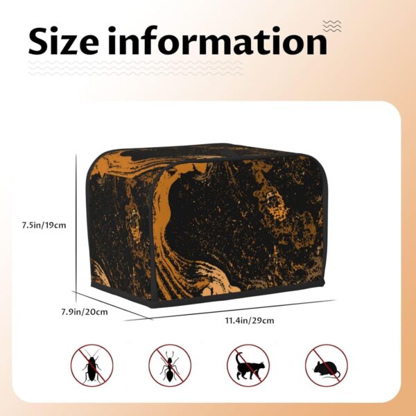 Toaster Covers Kitchen Accessories Decor, 2 Slice Toaster Bread Maker Oven Protector Covers, Dust Proof Fingerprint Covers Black And Gold Marble Texture - Image 5