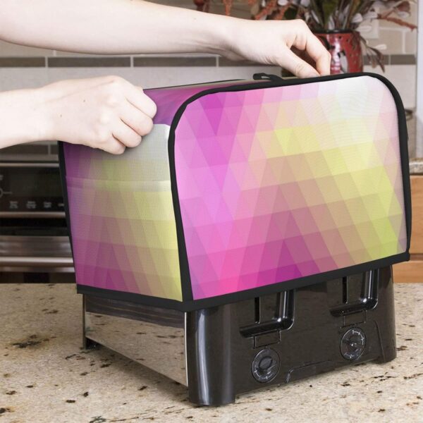 2 Slice Toaster Covers Dust Protection Bread Maker Covers Toaster Cover Kitchen Accessories Washable Appliance Cover Gradient Pink Geometry - Image 7