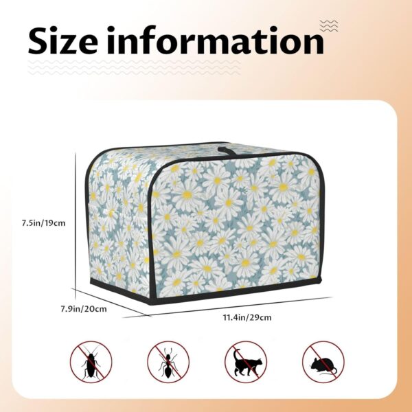 2 Slice Toaster Covers Dust Protection Bread Maker Covers Toaster Cover Kitchen Accessories Washable Appliance Cover Chrysanthemum Flower Floral Daisy White - Image 5