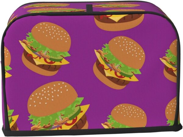 Toaster Covers Kitchen Accessories Decor, 2 Slice Toaster Bread Maker Oven Protector Covers, Dust Proof Fingerprint Covers Hamburger Junk Food - Image 2