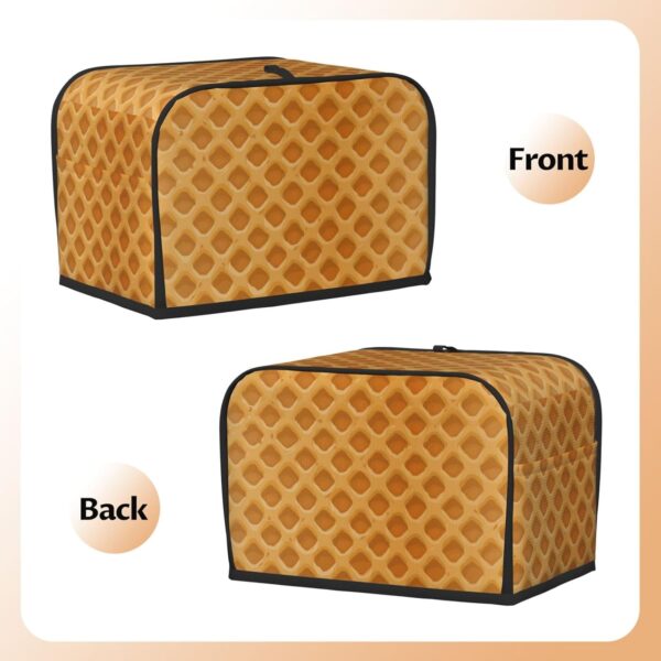 2 Slice Toaster Covers Dust Protection Bread Maker Covers Toaster Cover Kitchen Accessories Washable Appliance Cover Pattern Delicious Waffles - Image 3